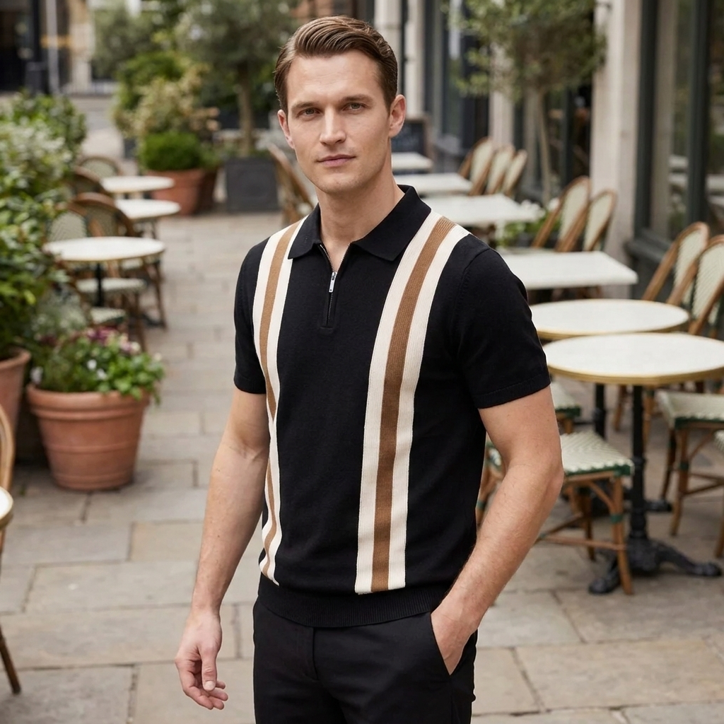 OLDMONEYLOOK | Men’s Refined Knit Zip Polo
