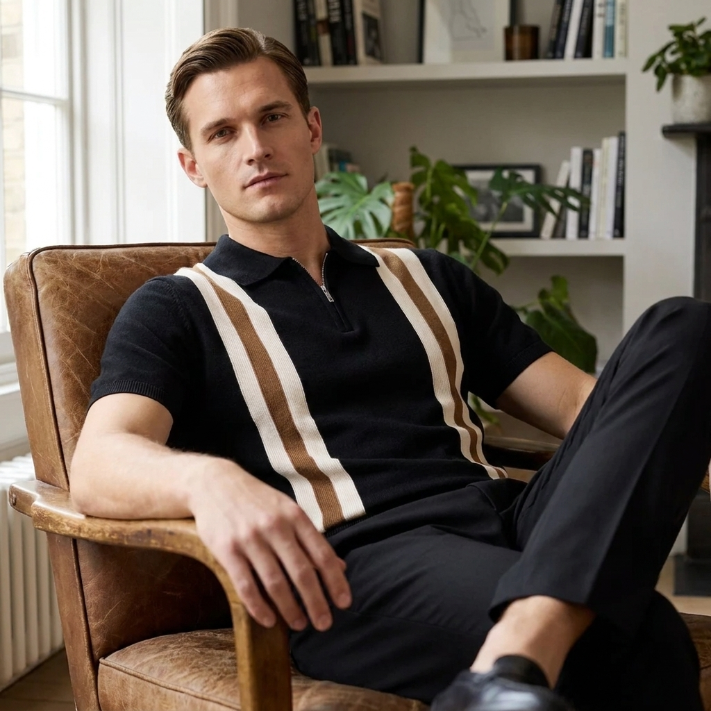 OLDMONEYLOOK | Men’s Refined Knit Zip Polo