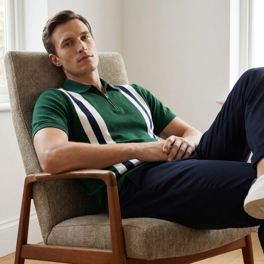 OLDMONEYLOOK | Men’s Refined Knit Zip Polo