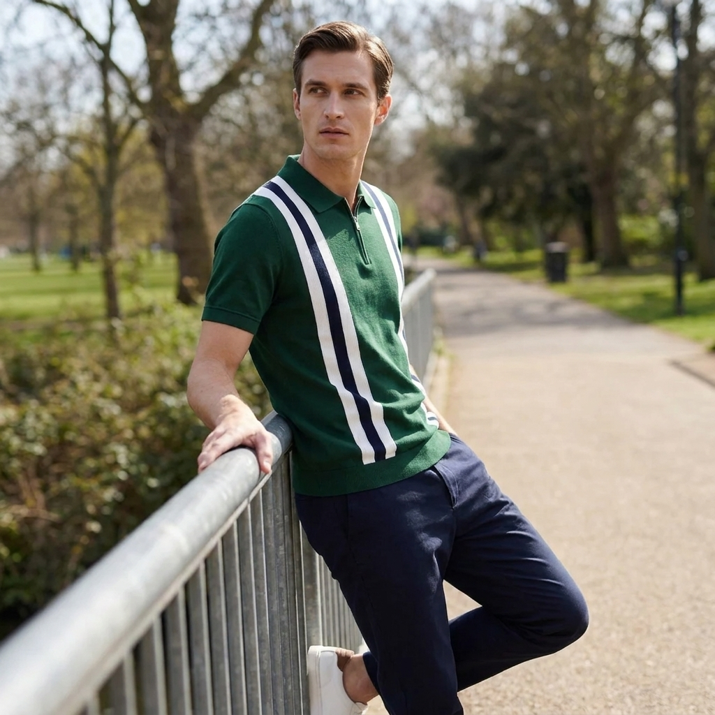 OLDMONEYLOOK | Men’s Refined Knit Zip Polo