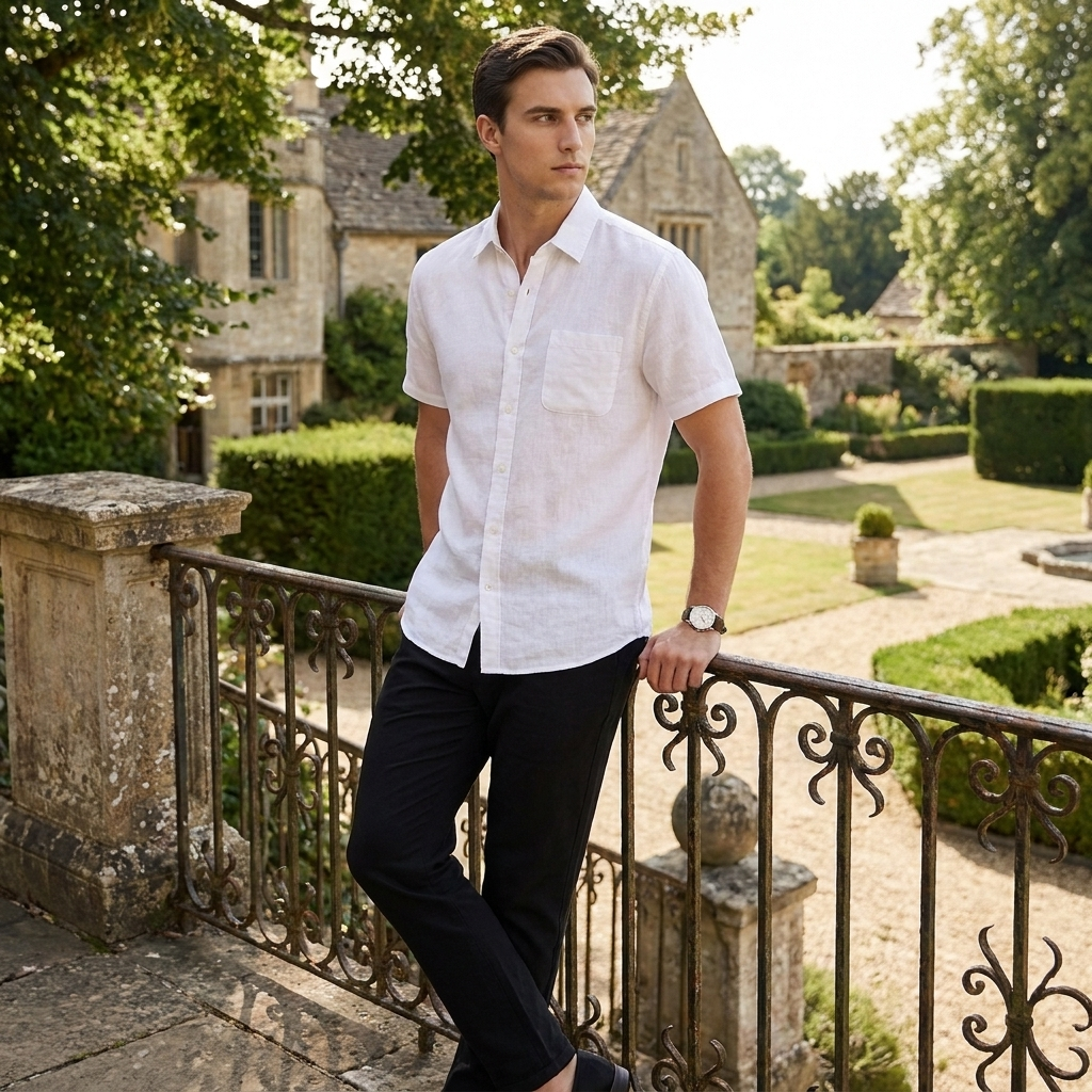 OLDMONEYLOOK | Men's Classic Linen Short Sleeve Shirt