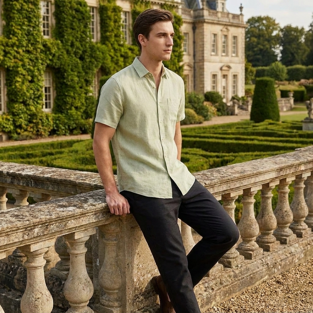 OLDMONEYLOOK | Men's Classic Linen Short Sleeve Shirt