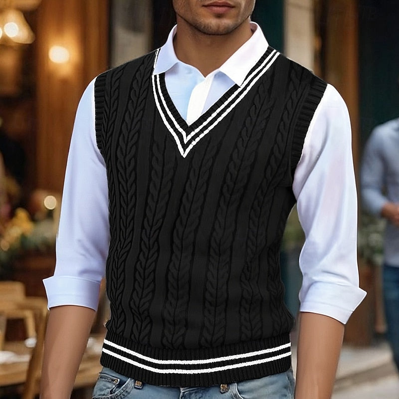 Percy | V-Neck Sweater Vest with Cable Knit Design