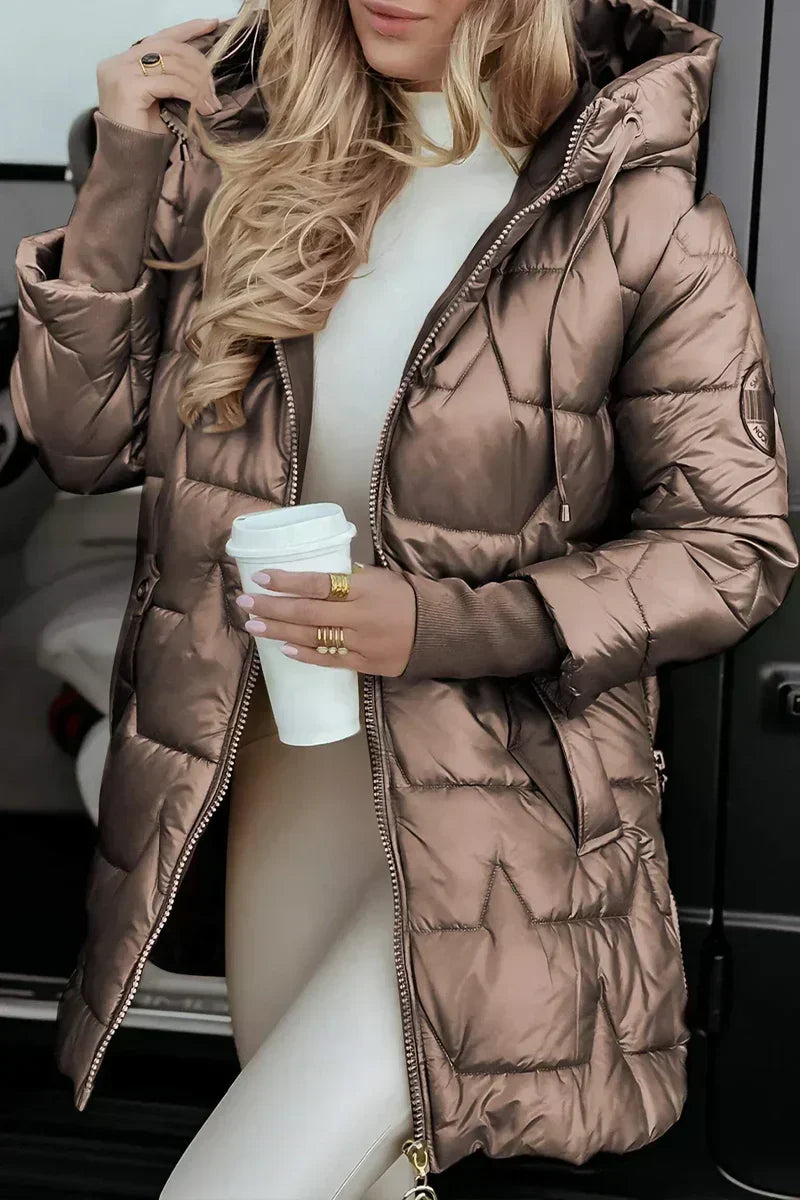 Women's Quilted Winter Coat with Hood