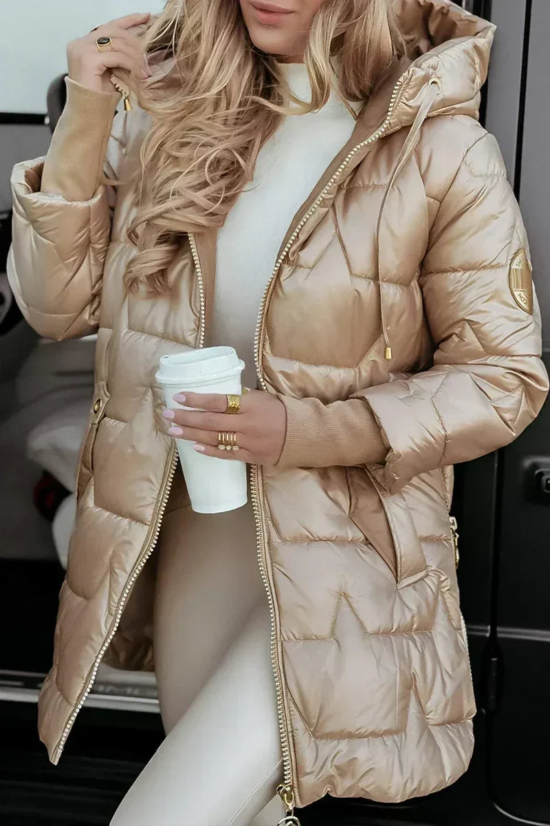 Women's Quilted Winter Coat with Hood