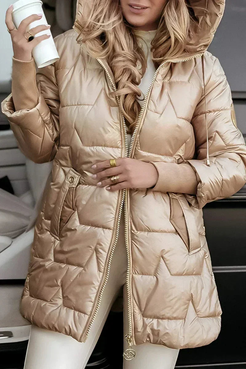 Women's Quilted Winter Coat with Hood