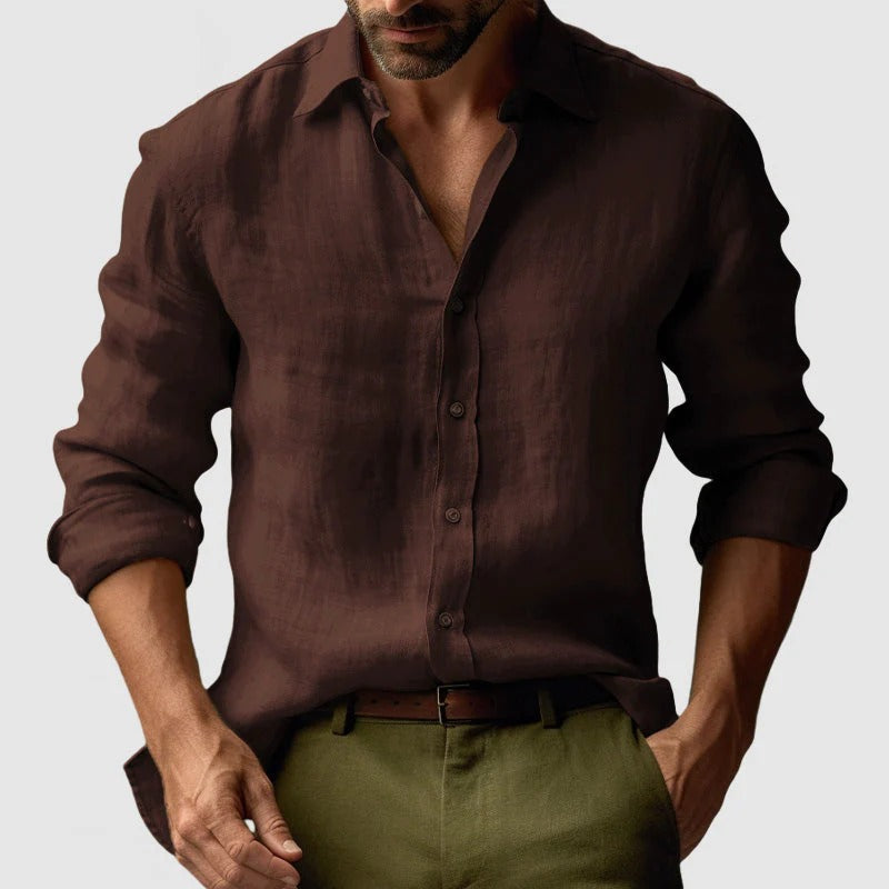 The St. Tropez Vintage Long Sleeve Linen Shirt for Men