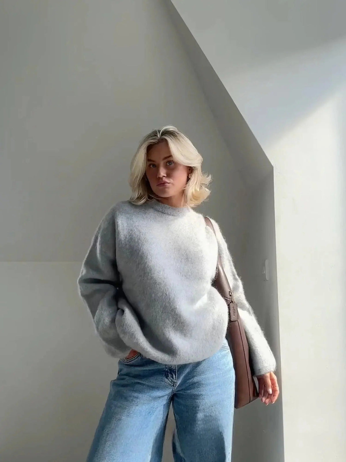 Mohair Jumper Ladies Oversized with Round Neck