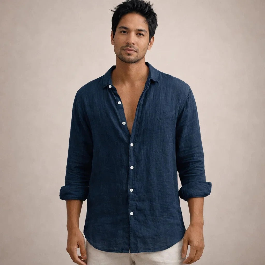 The Sardinia Men's Casual Linen Button-Up Shirt