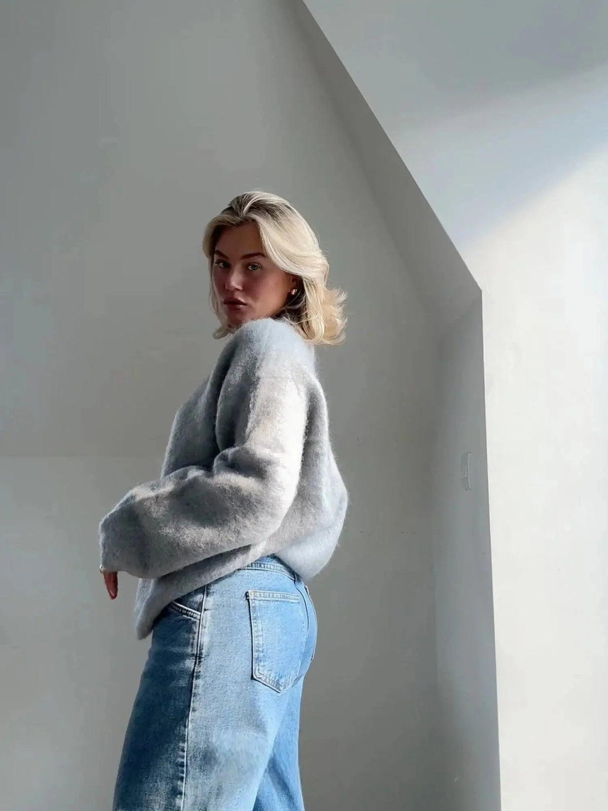 Mohair Jumper Ladies Oversized with Round Neck