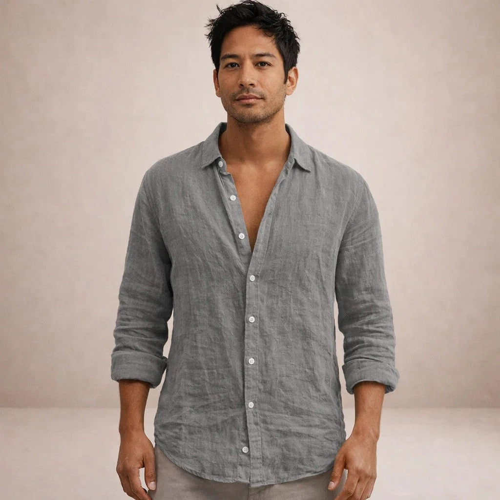 The Tuscany Men's Relaxed Fit Linen Button-Up Shirt