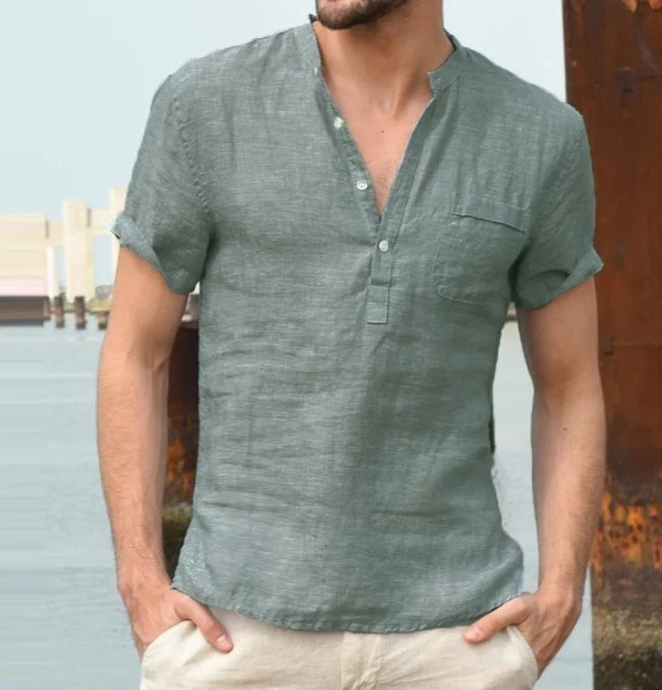 The Cortona Men's Breathable Linen Collar Shirt