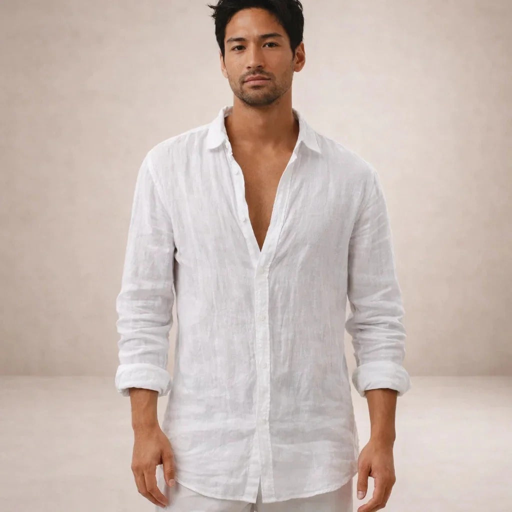 The Tuscany Men's Relaxed Fit Linen Button-Up Shirt