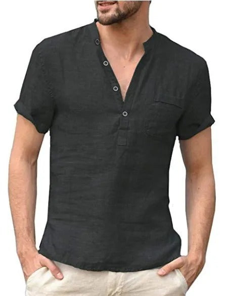 The Cortona Men's Breathable Linen Collar Shirt
