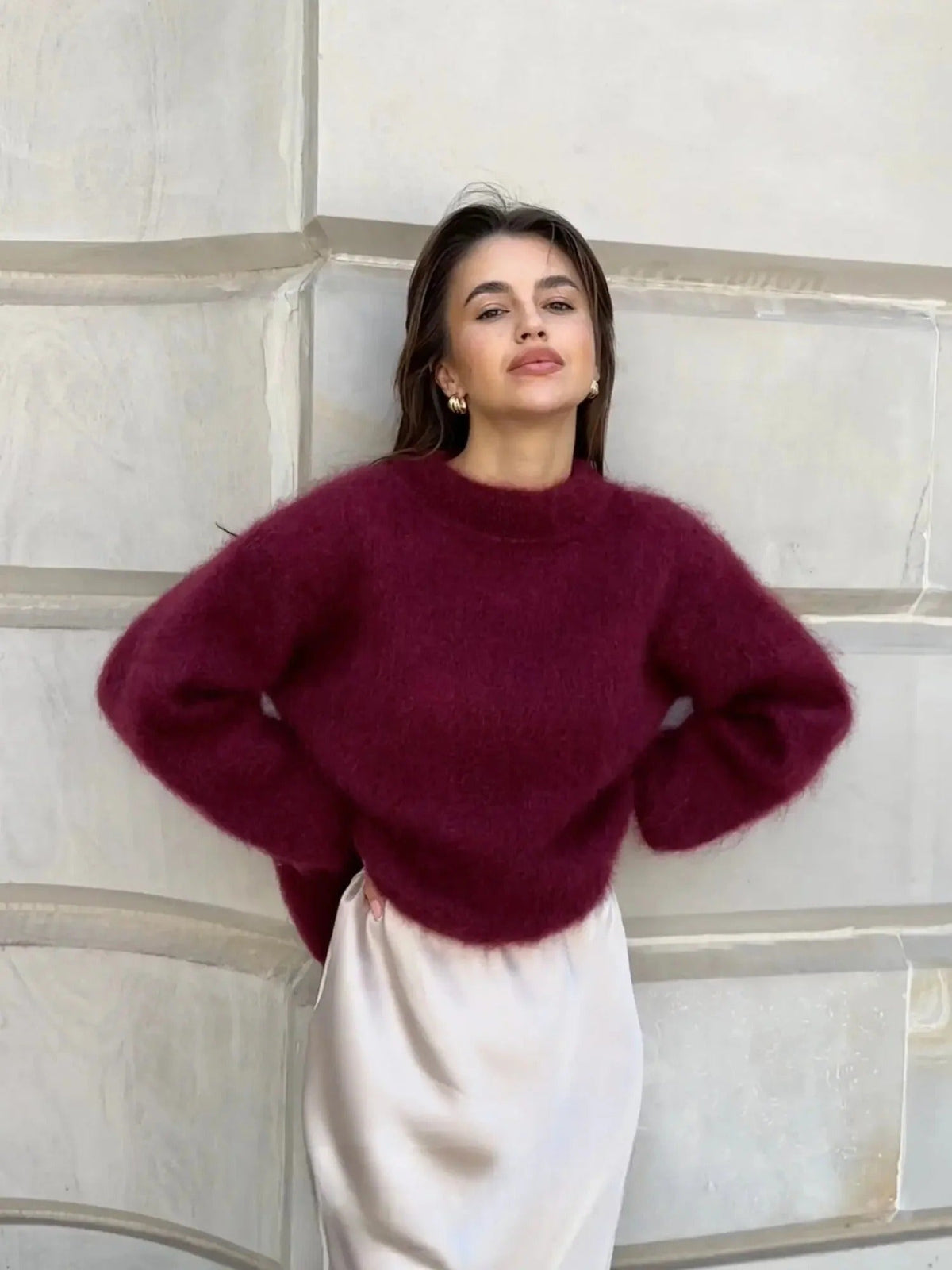 Mohair Jumper for Women Oversized with Round Neck