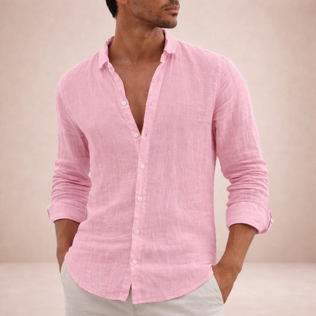 The Tuscany Men's Relaxed Fit Linen Button-Up Shirt