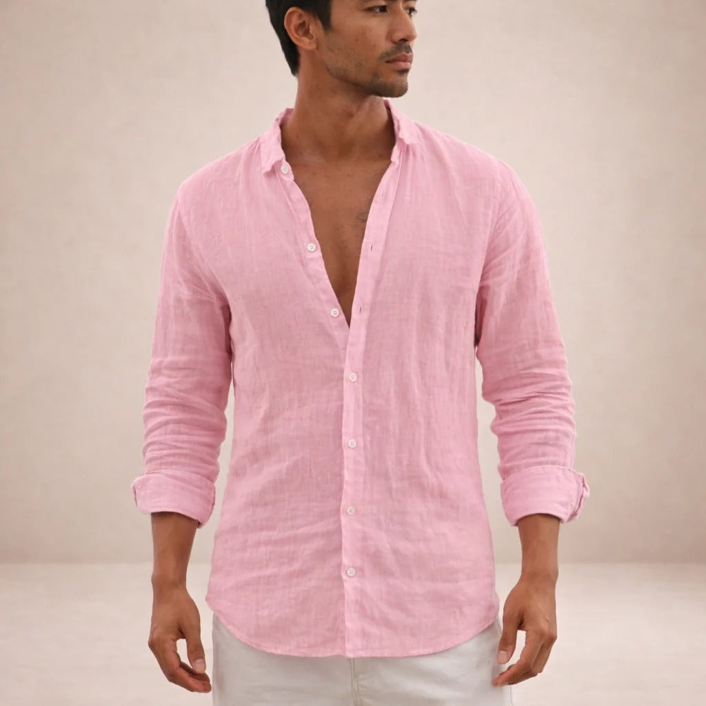 The Tuscany Men's Relaxed Fit Linen Button-Up Shirt