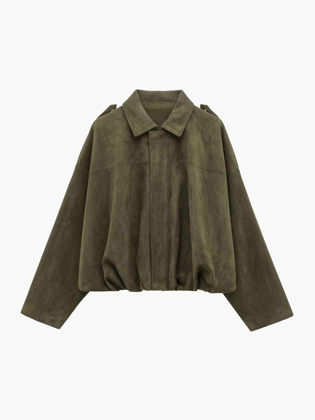 Bomber Jacket for Women in Suede with Ribbed Cuffs