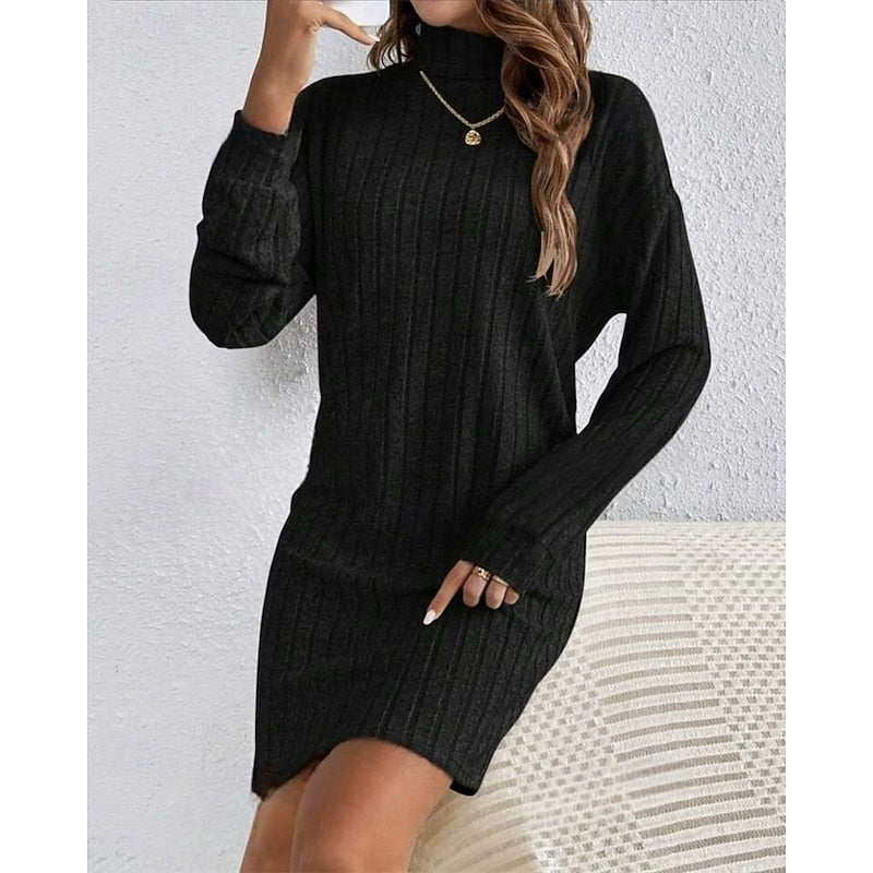 Imogen | Ribbed High-Collar Sweater Dress