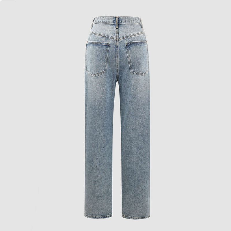 Ladies' Wide Leg Crossover Waistband Jeans
