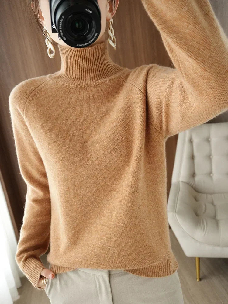 Soft Merino Wool High Neck Jumper for Women