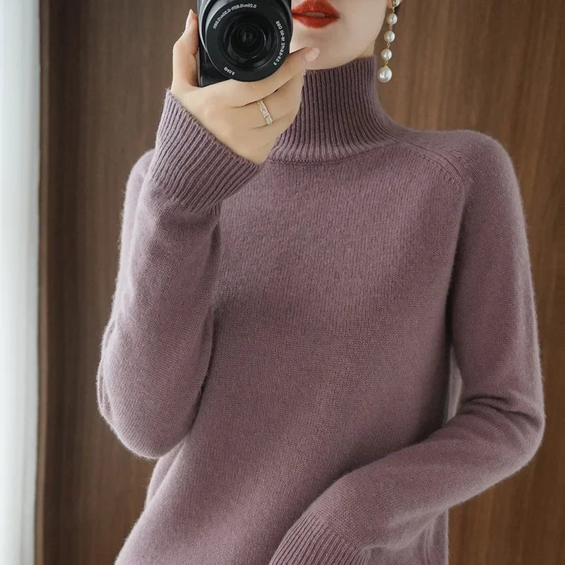 Soft Merino Wool High Neck Jumper for Women