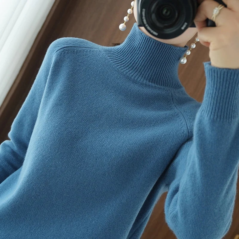 Soft Merino Wool High Neck Jumper for Women
