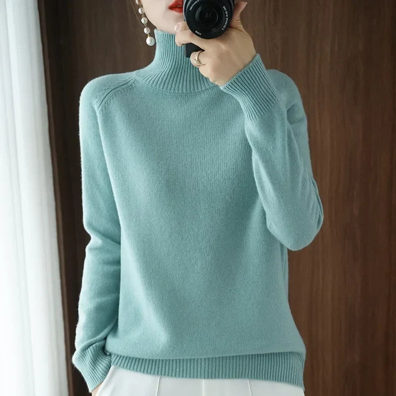 Soft Merino Wool High Neck Jumper for Women