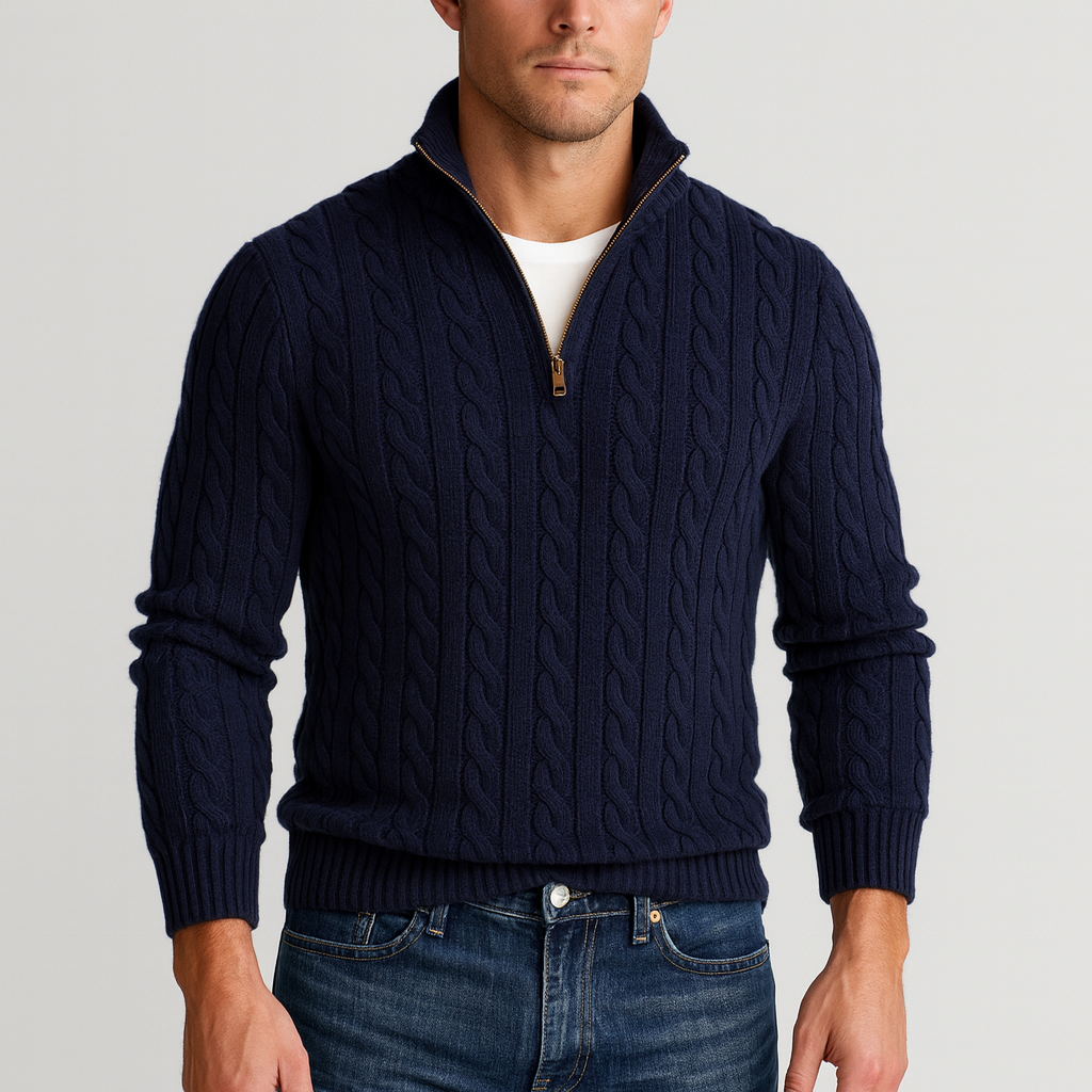 Men's Half Zip Cable Knit Sweater