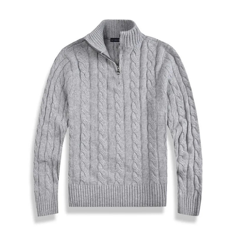 Men's Half Zip Cable Knit Sweater