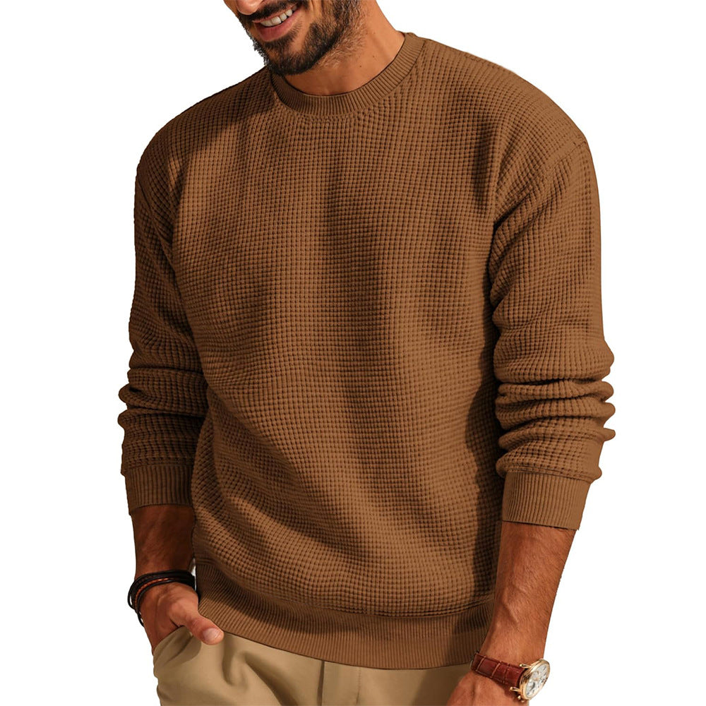 Men's Waffle Knit Crew Neck Sweater