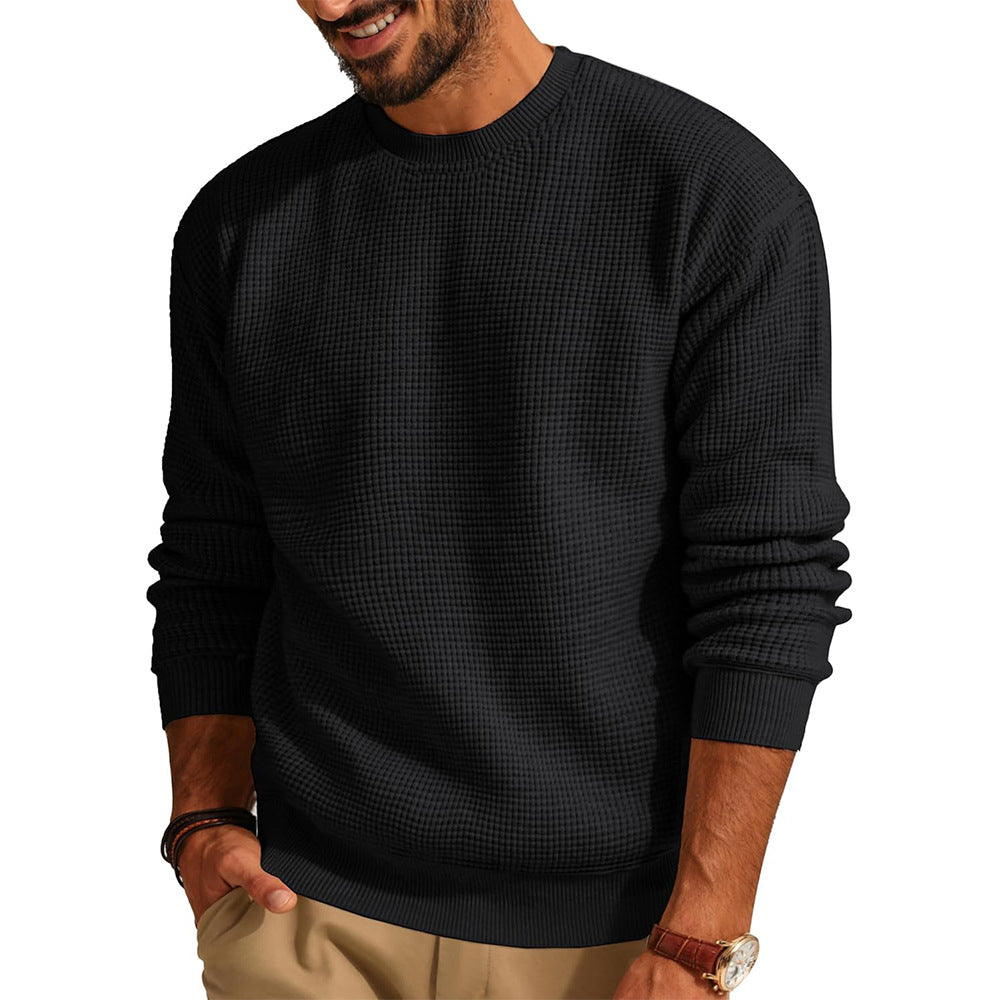 Men's Waffle Knit Crew Neck Sweater