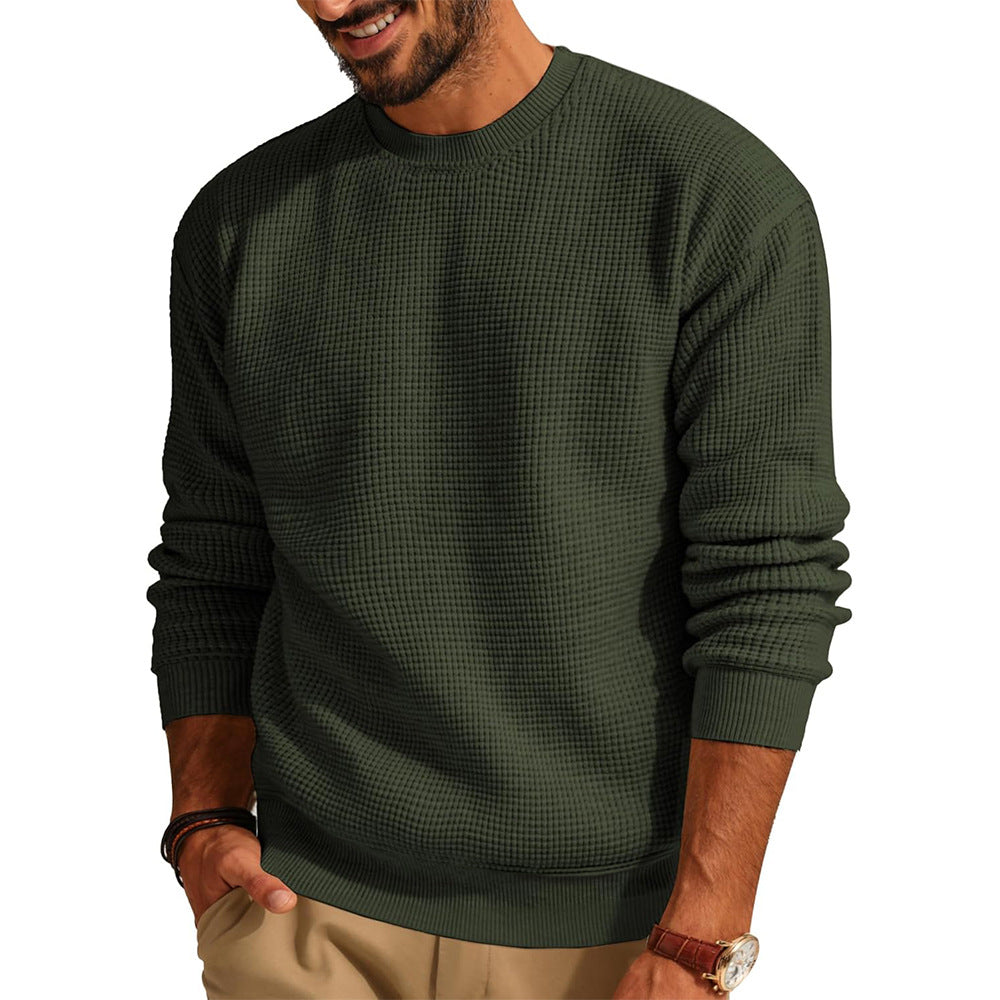 Men's Waffle Knit Crew Neck Sweater
