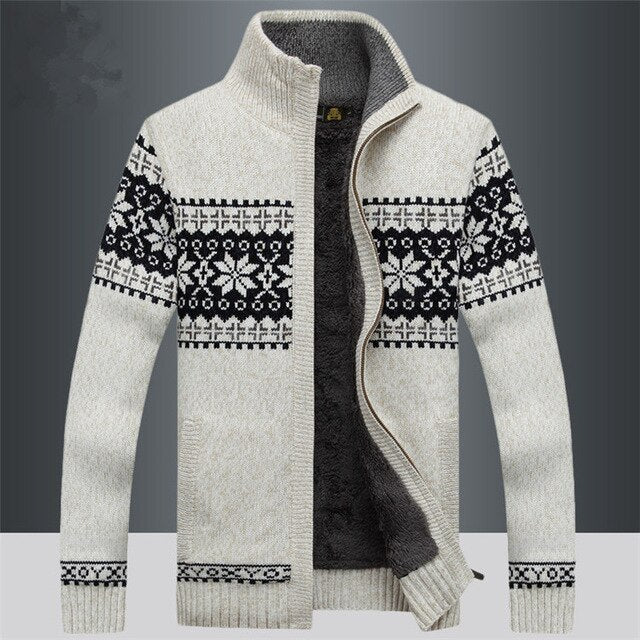 Men's Fleece-Lined Nordic Zip-Up Sweater