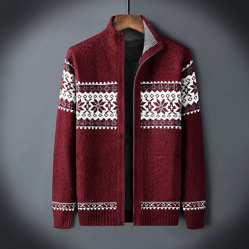 Men's Fleece-Lined Nordic Zip-Up Sweater