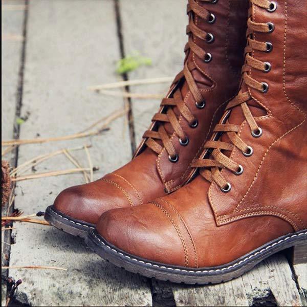 Orthopedic Insole Knee-High Lace-Up Boots