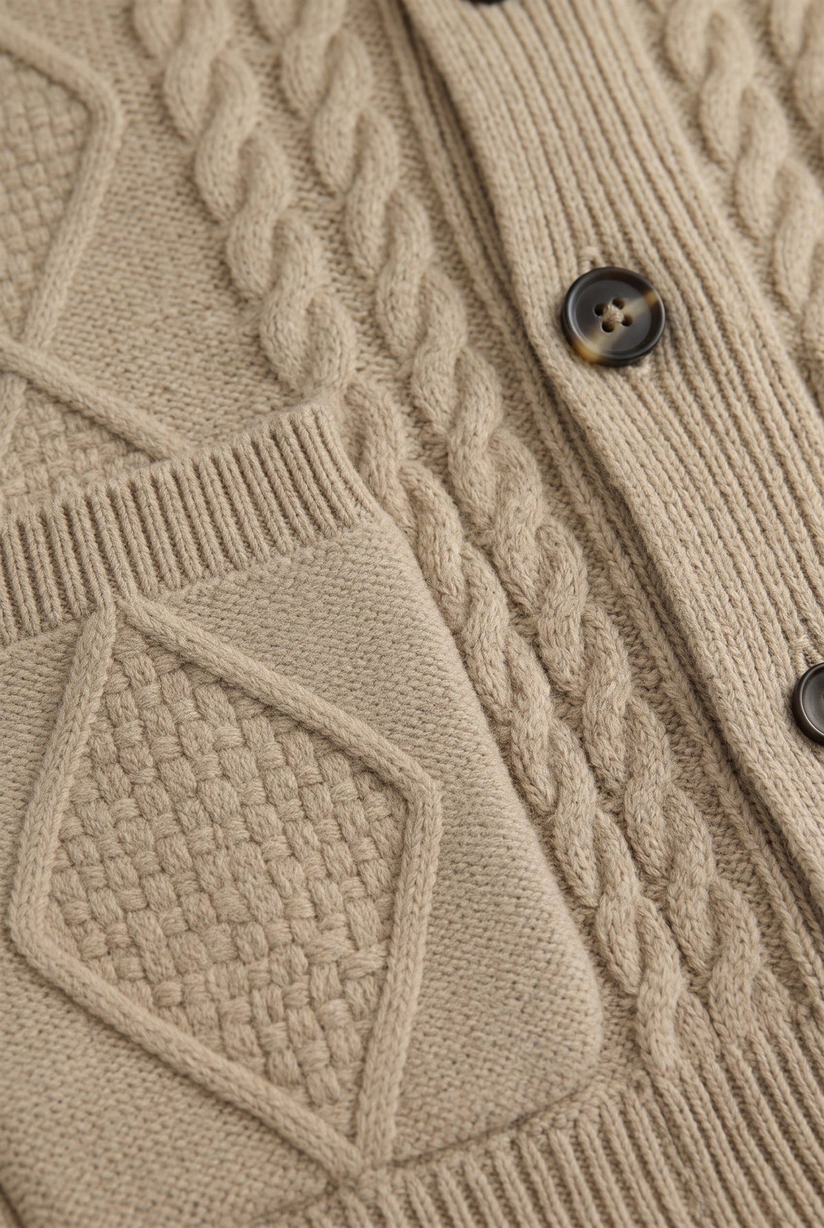 Men's Cable Knit Cardigan with Button Front