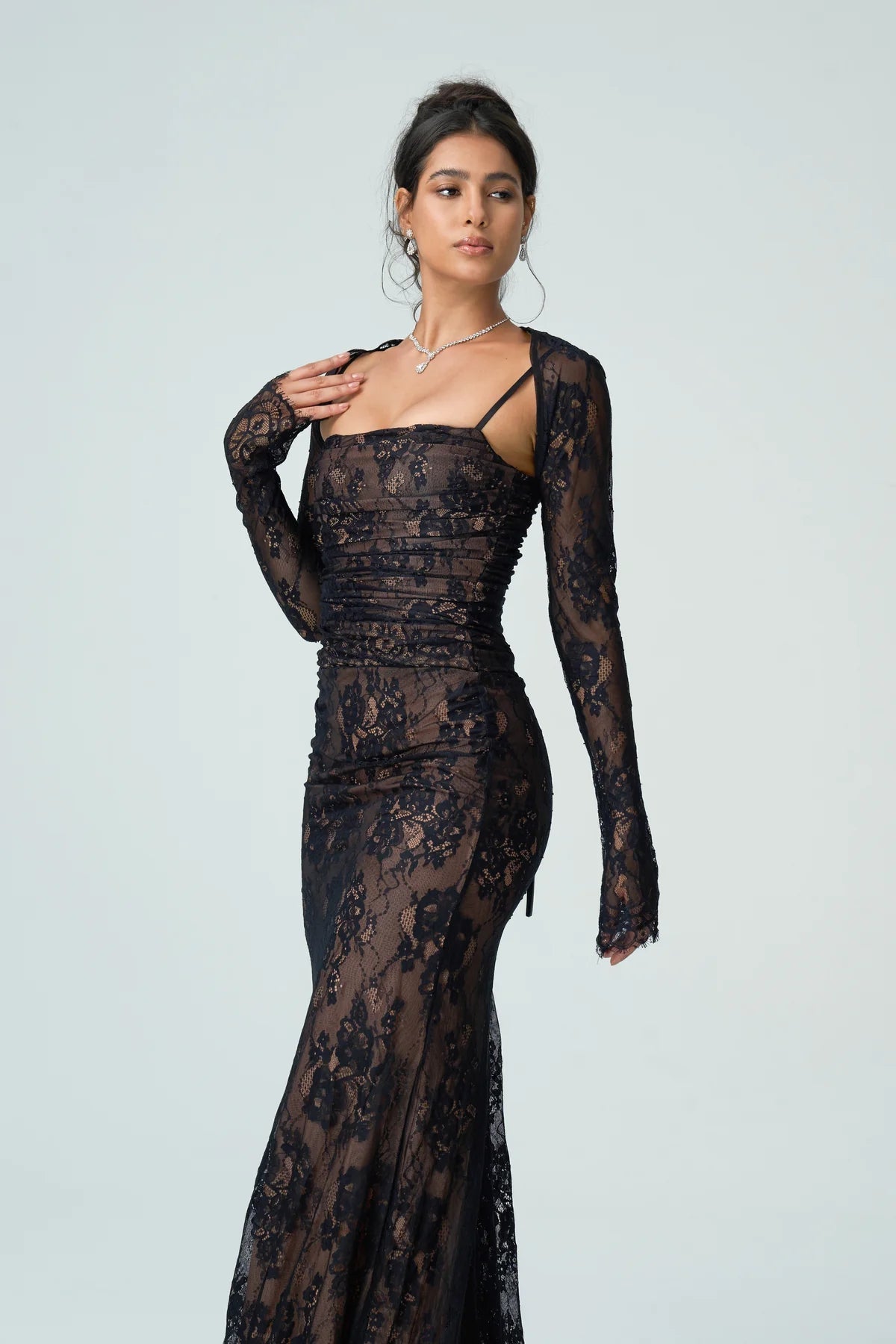Kantjurk Dames Met Lange Mouwen Elegante Avondjurk