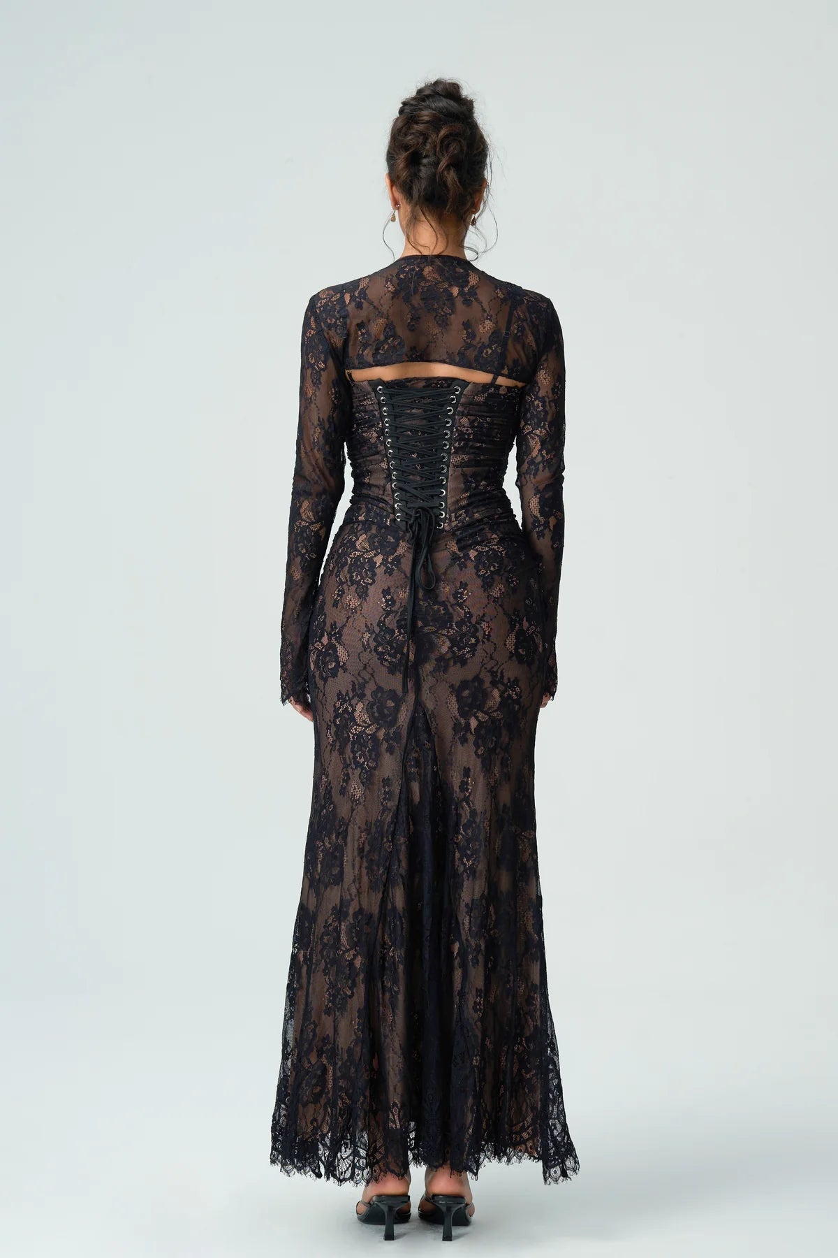 Kantjurk Dames Met Lange Mouwen Elegante Avondjurk
