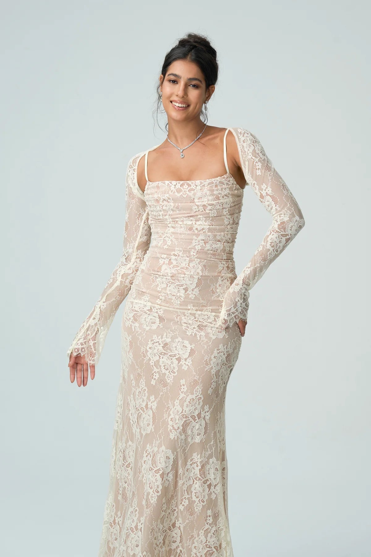 Kantjurk Dames Met Lange Mouwen Elegante Avondjurk