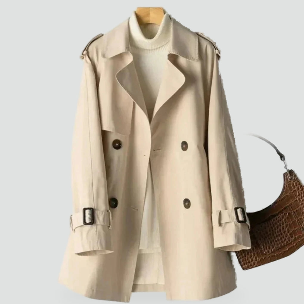 Classic Trench Coat for Women with Double-Breasted Closure