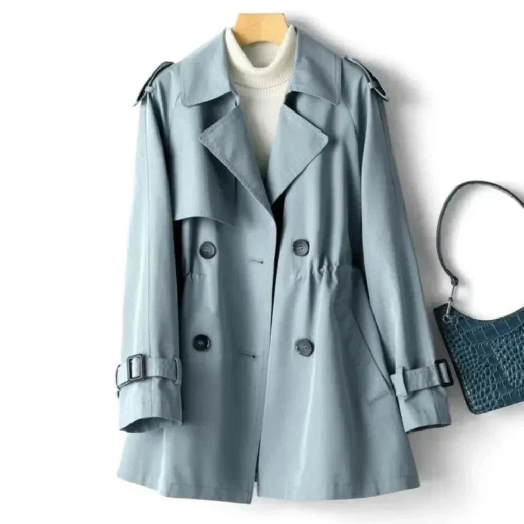 Classic Trench Coat for Women with Double-Breasted Closure