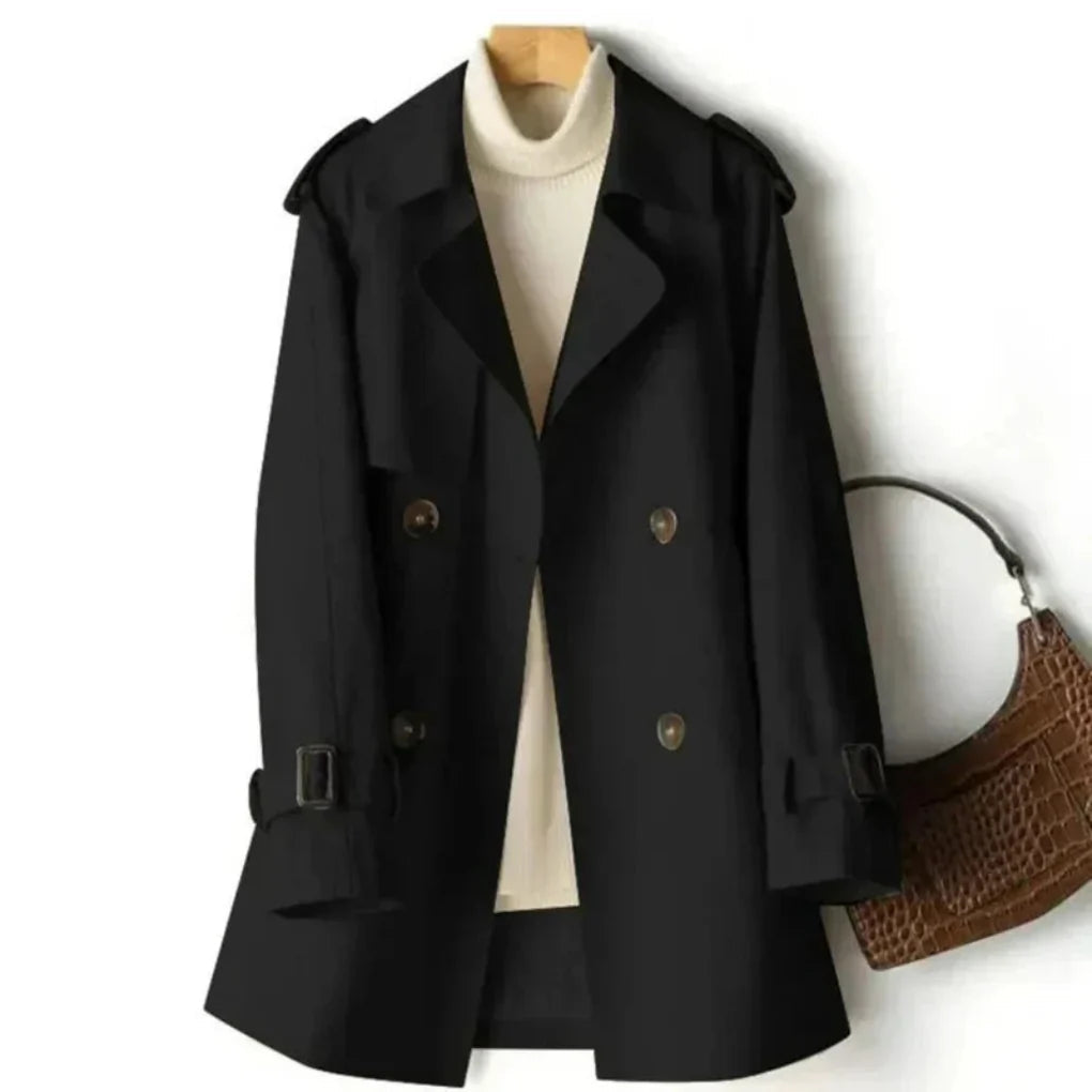 Classic Trench Coat for Women with Double-Breasted Closure