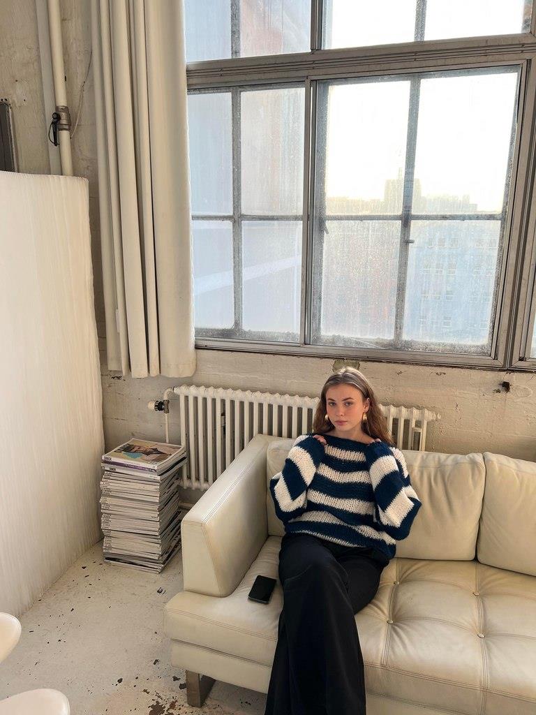 Round Neck Striped Oversized Sweater