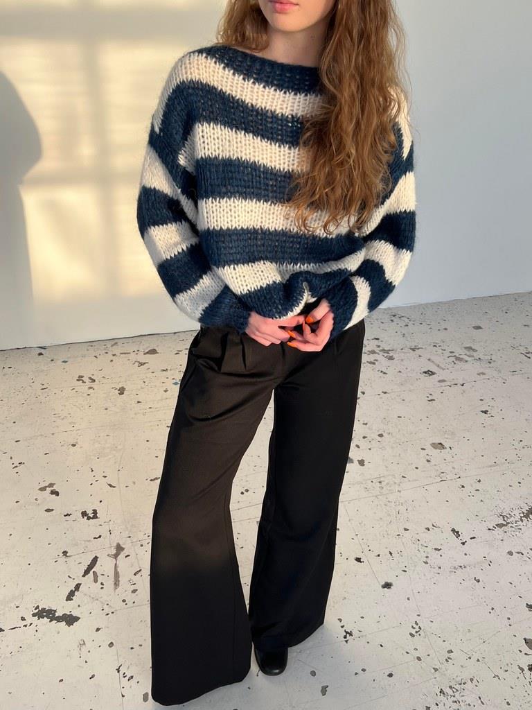 Round Neck Striped Oversized Sweater