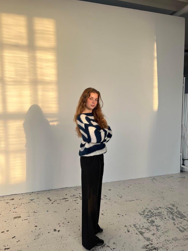 Round Neck Striped Oversized Sweater