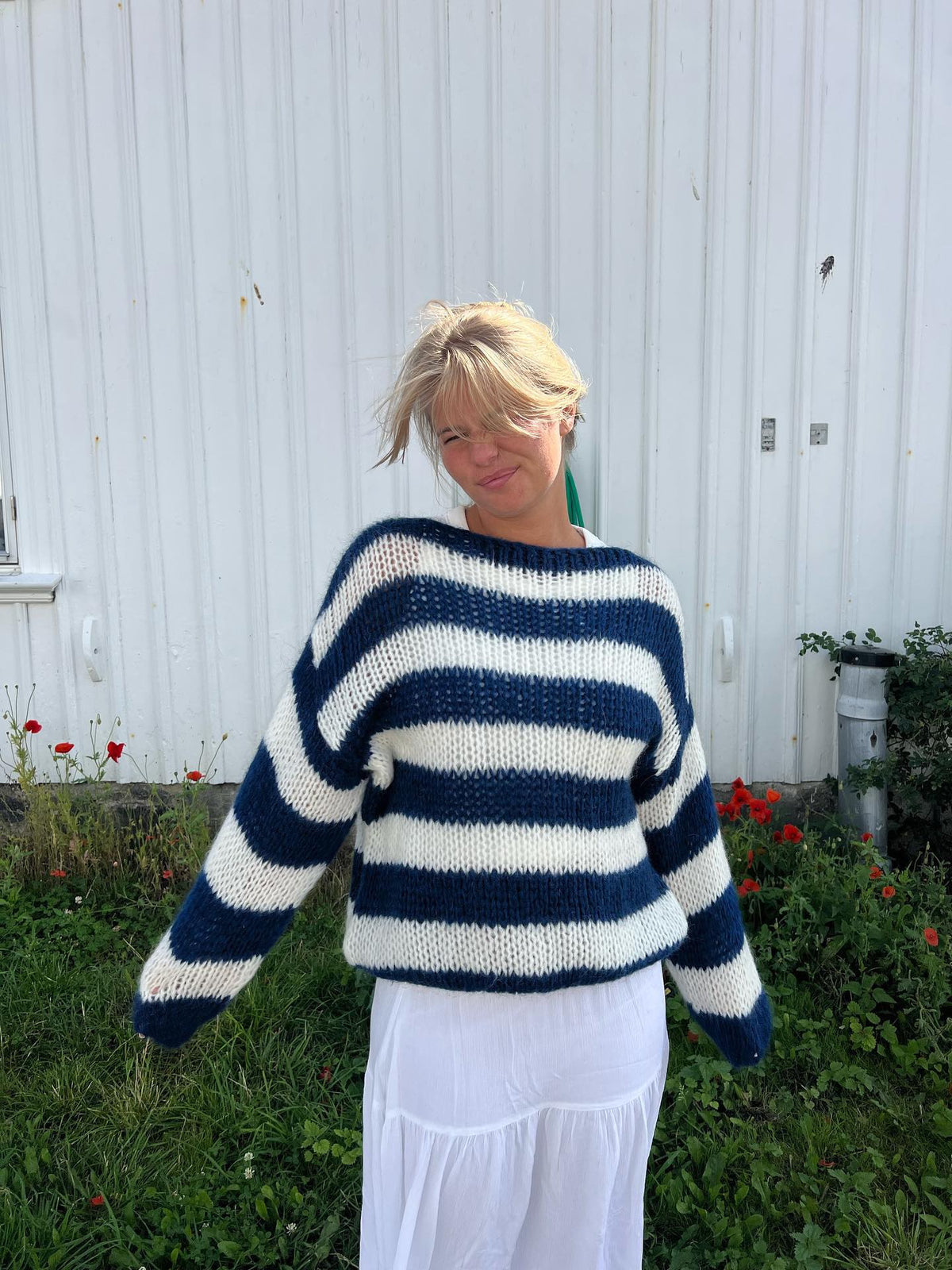 Round Neck Striped Oversized Sweater