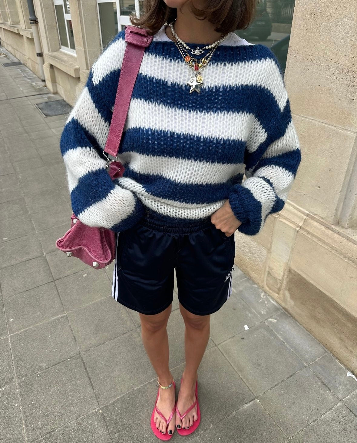 Round Neck Striped Oversized Sweater