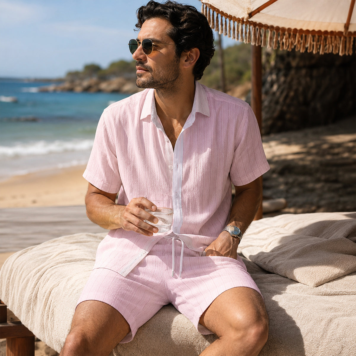 The Fairview Men’s Breathable Short Sleeve Shirt & Shorts Set