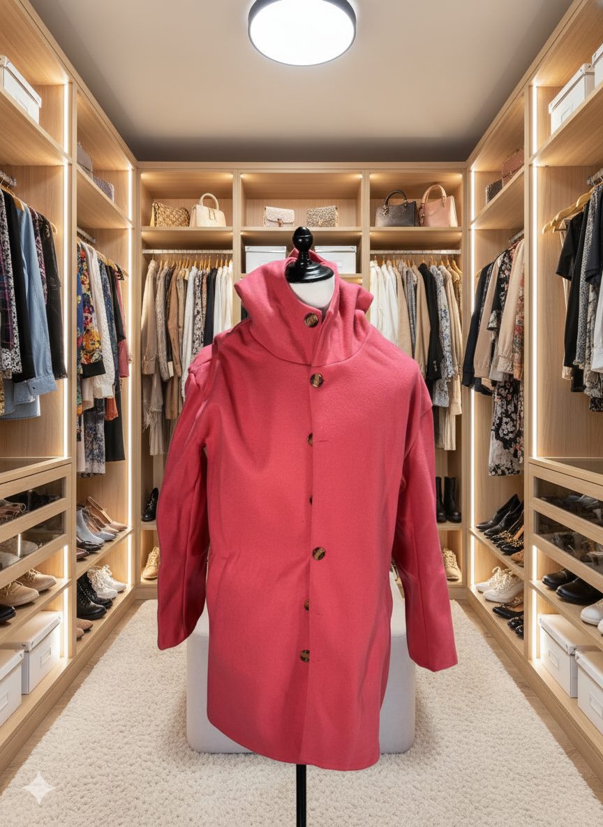 Womens Hooded Long Coat with Button Closure